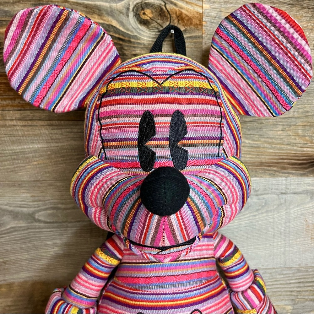 NWOT Multi-Striped Mickey Mouse Plush - Vibrant pink, red, yellow, fuchsia, etc🆕